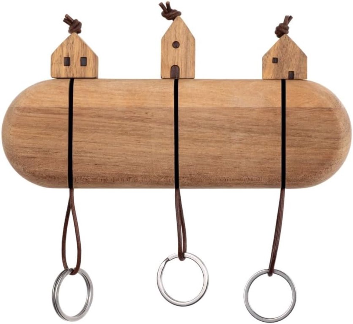 Sleutelhanger wandstrip - houten frame met 3 haakjes - praktische organisatie - houdt je sleutels op orde - ShopVlot
