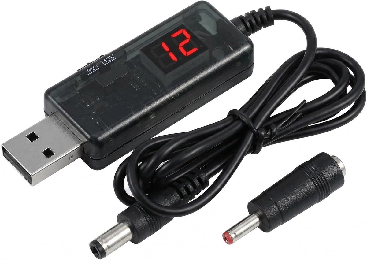 Hefkabel 5 V 9 V 12 V, USB naar DC 9 V 12 V met led-spanningsweergave, USB-spanningsomvormer en schakelaar 9 V 12 V - ShopVlot