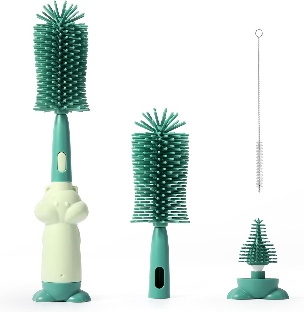 SnelShoppen - 3-in-1 Babyfles Borstel Set, Zachte Silicone Fles Borstel, Krasbestendig en Duurzaam, Flesreiniger voor Flessen en Bekers, Ideaal voor K