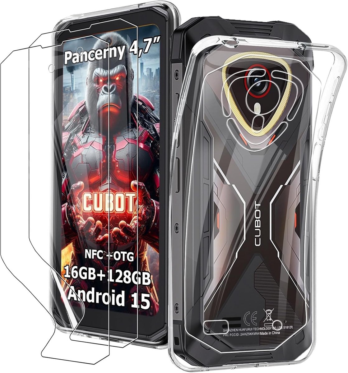 KUSINHOKA 2 Pack of 2 Case for Cubot Kingkong Mini 4 Tempered Glass Screen Protector, Soft Silicone Protective Cover - ShopVlot