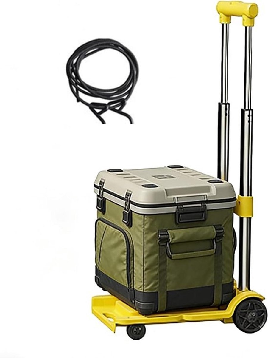 Opvouwbare steekwagen - Draagbare trolley - Voor het vervoeren van boodschappen - In hoogte verstelbaar - 43 x 23 cm - Geel