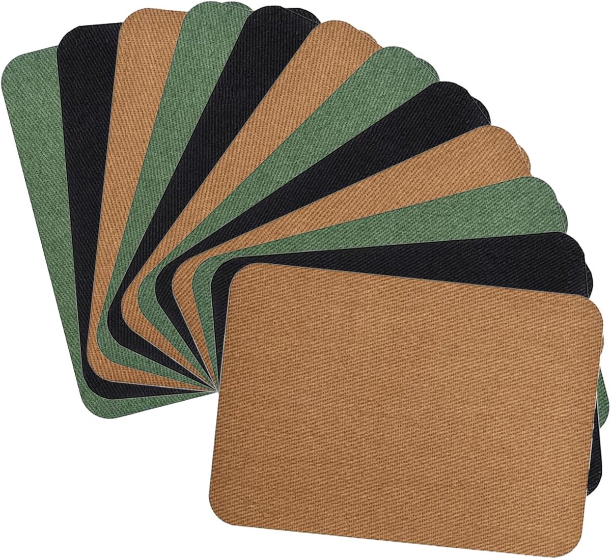 12 stuks hoogwaardige strijkpatches van 100% katoen, sterk klevende stoffen patches, 7,5 x 10,5 cm, reparatieset met 3 verschillende stijlen