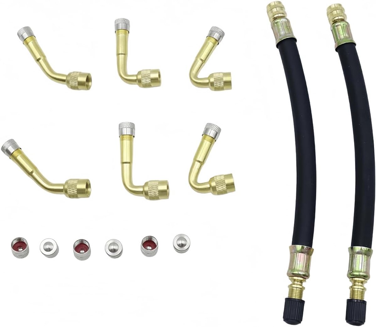 Ventielverlengstuk voor autobanden, koperen ventieladapter met een hoek van 45, 90 en 135 graden, voor auto's, vrachtwagens, motoren, aanhangers en campers.