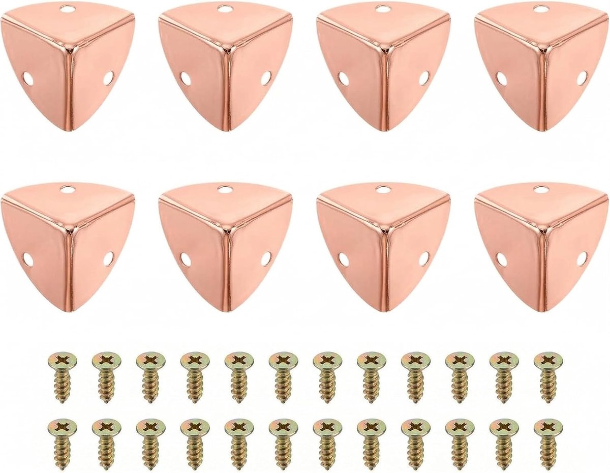 8 stuks hoekbeschermers van metaal, hoekbescherming voor muren, hoekbescherming voor houten kisten, metalen hoeken voor hout, randbescherming van metaal, beschermhoeken van metaal (roségoud)
