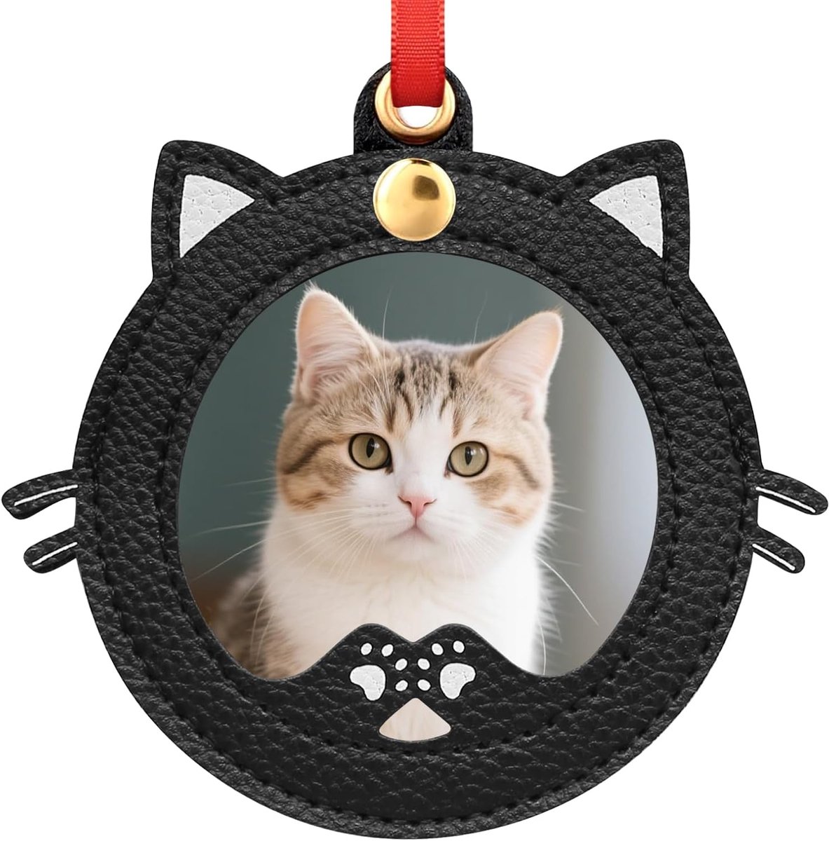 Mini-fotolijstje in de vorm van een zwarte kat, kerstversiering, mini-kattenfotolijstje, kerstversiering, gepersonaliseerde kerstversiering voor familie en vrienden
