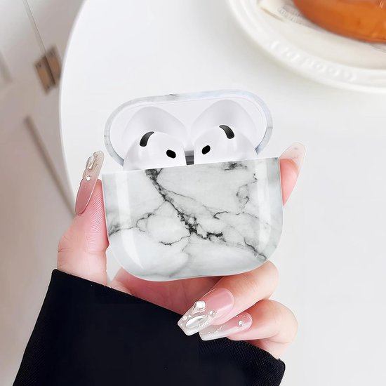 Hard PC Oordopjesbehuizing Compatibel met AirPods 4e Generatie 2024, Modieuze Marmer Print Design Volledige Lichaam Schokbestendige Krasbestendige Beschermende Laadbehuizing voor AirPods 4 — afbeelding 5
