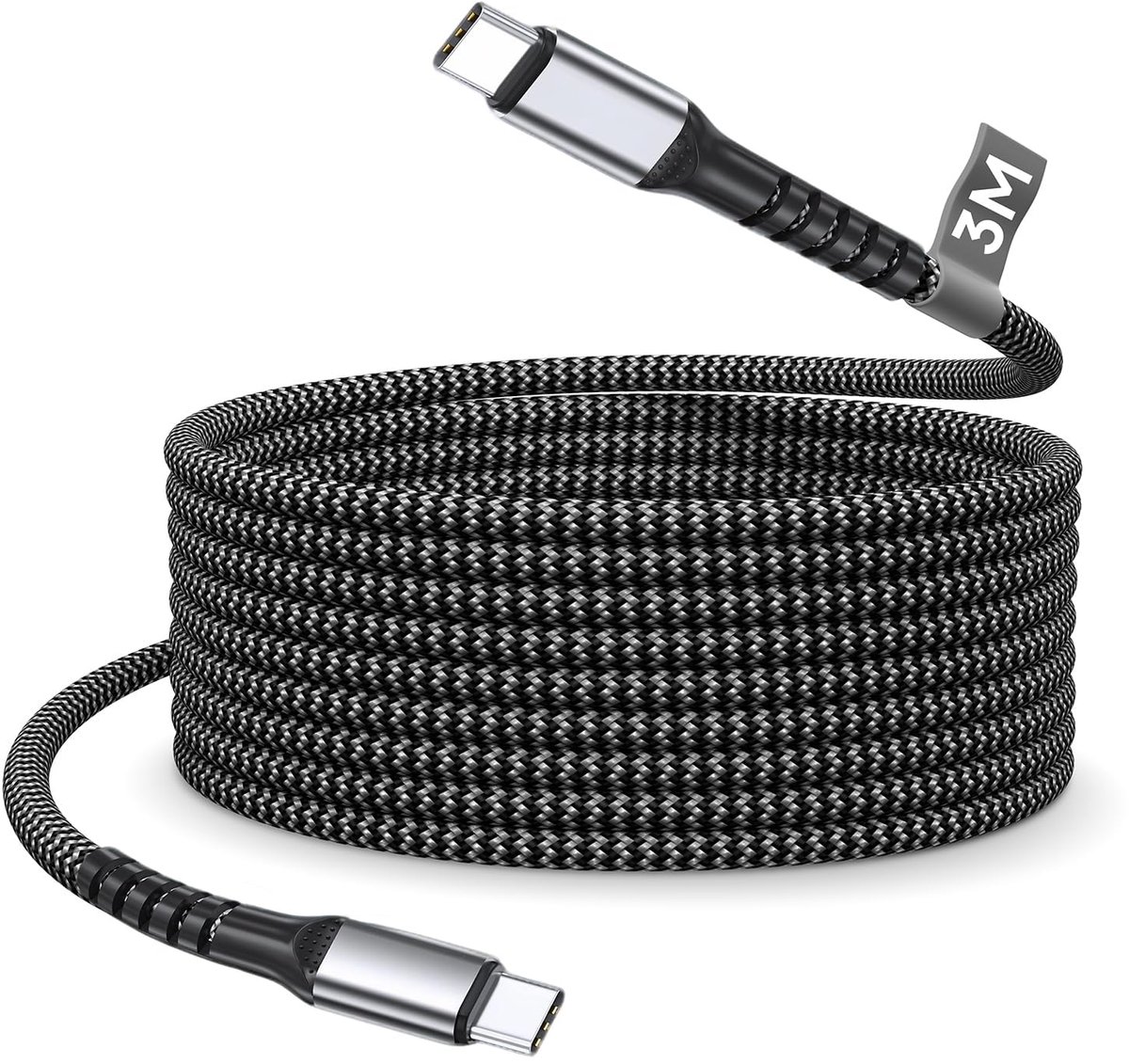 USB C naar USB C-kabel 3 m, 60 W C naar C-oplaadkabel Snel oplaadbare Type C naar Type C-kabel Datakabel voor iPhone 17 Air 16 15 Pro, Macbook, iPad Pro, Samsung S25 S24 S23 S22 S21, Pixel 7 6