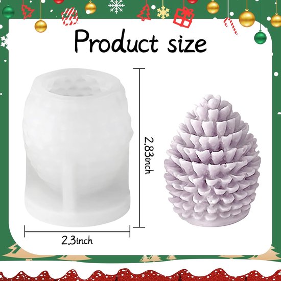 Siliconen 3D dennenappels - siliconen vorm herfst, doe-het-zelf kaarsen gietset, Halloween & Kerstmis kaarsvormen, siliconen mallen gietvormen kaarsen — afbeelding 2