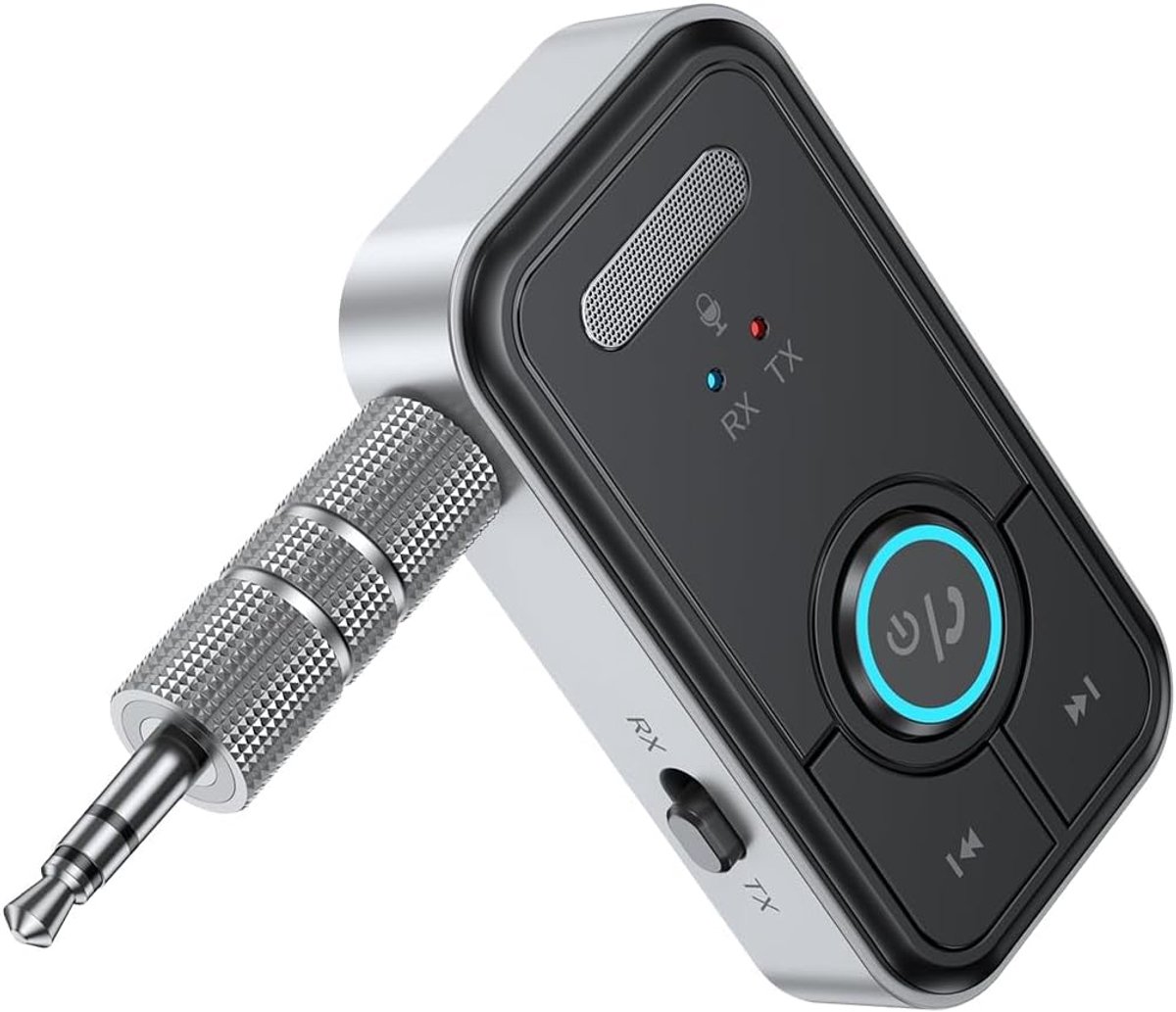 Bluetooth 5.4 zender en ontvanger, 2-in-1 draadloze zender voor tv's/hoofdtelefoons, sportscholen; Bluetooth-ontvanger voor auto's/audiosystemen thuis.