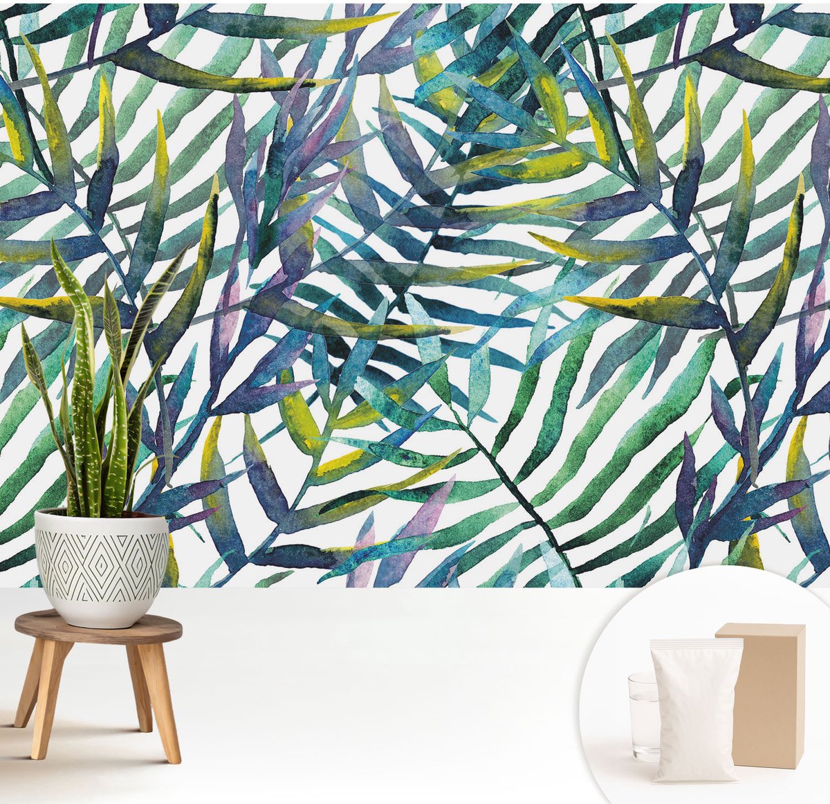 Wallfluent Fotobehang - Groente Vliesbehang - 208x146 cm - Exotische Vegetatie Fotobehang Vlies - Woonkamer behang Bloemen En Planten - Muurschildering - Hal behang