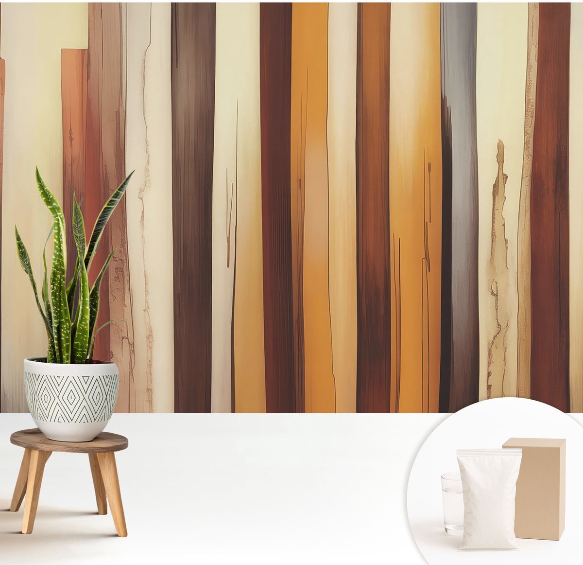 Wallfluent Fotobehang - Bruin Vliesbehang - 208x146 cm - Abstracte Textuur Fotobehang Vlies - Woonkamer behang Texturen - Muurschildering - Woonkamer behang