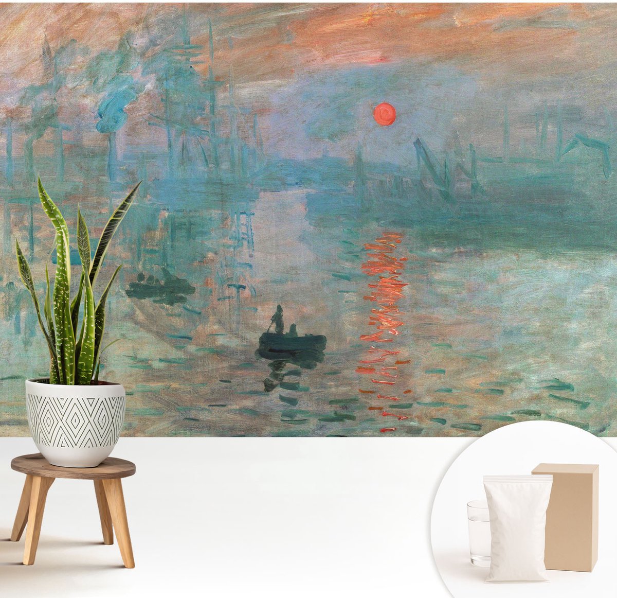 Wallfluent Fotobehang - Blauw Vliesbehang - 208x146 cm - Havenlandschap Fotobehang Vlies - Woonkamer behang Deel - Muurschildering - Woonkamer behang