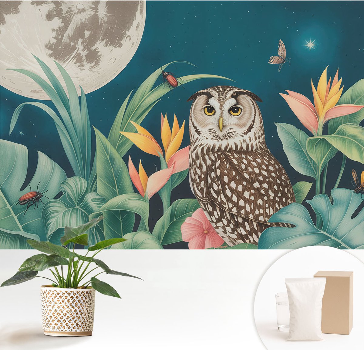 Wallfluent Fotobehang - Groente Vliesbehang - 152x104 cm - Maansafari Fotobehang Vlies - Hal behang Dieren - Muurschildering - Hal behang