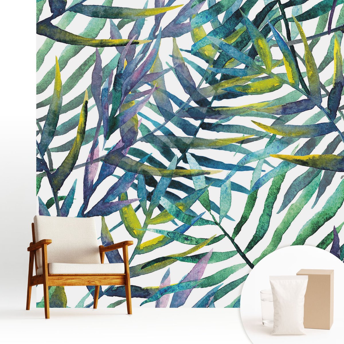 Wallfluent Fotobehang - Groente Vliesbehang - 250x250 cm - Exotische Vegetatie Fotobehang Vlies - Hal behang Bloemen En Planten - Muurschildering - Hal behang