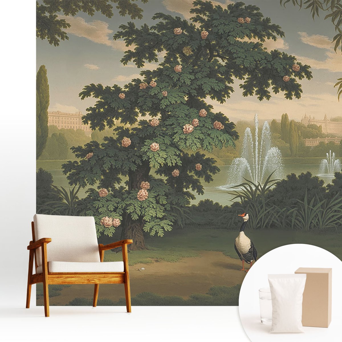 Wallfluent Fotobehang - Groente Vliesbehang - 250x250 cm - Natuurlijke Tuin Muurschildering - Slaapkamer behang Landschappen - Fotobehang Vlies - Gang behang