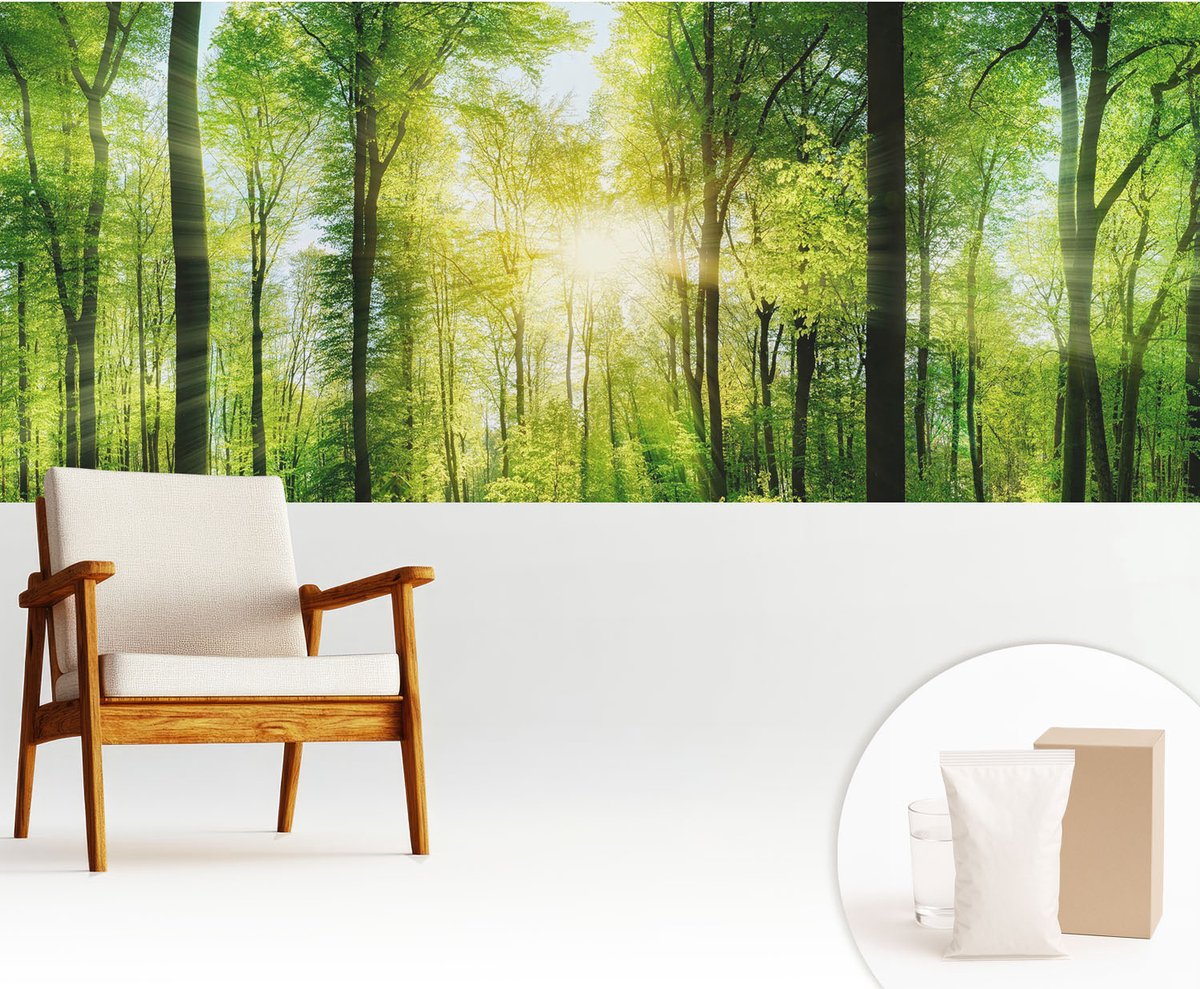 Wallfluent Fotobehang - Groente Vliesbehang - 250x104 cm - Bosharmonie Fotobehang Vlies - Hal behang Landschappen - Muurschildering - Woonkamer behang