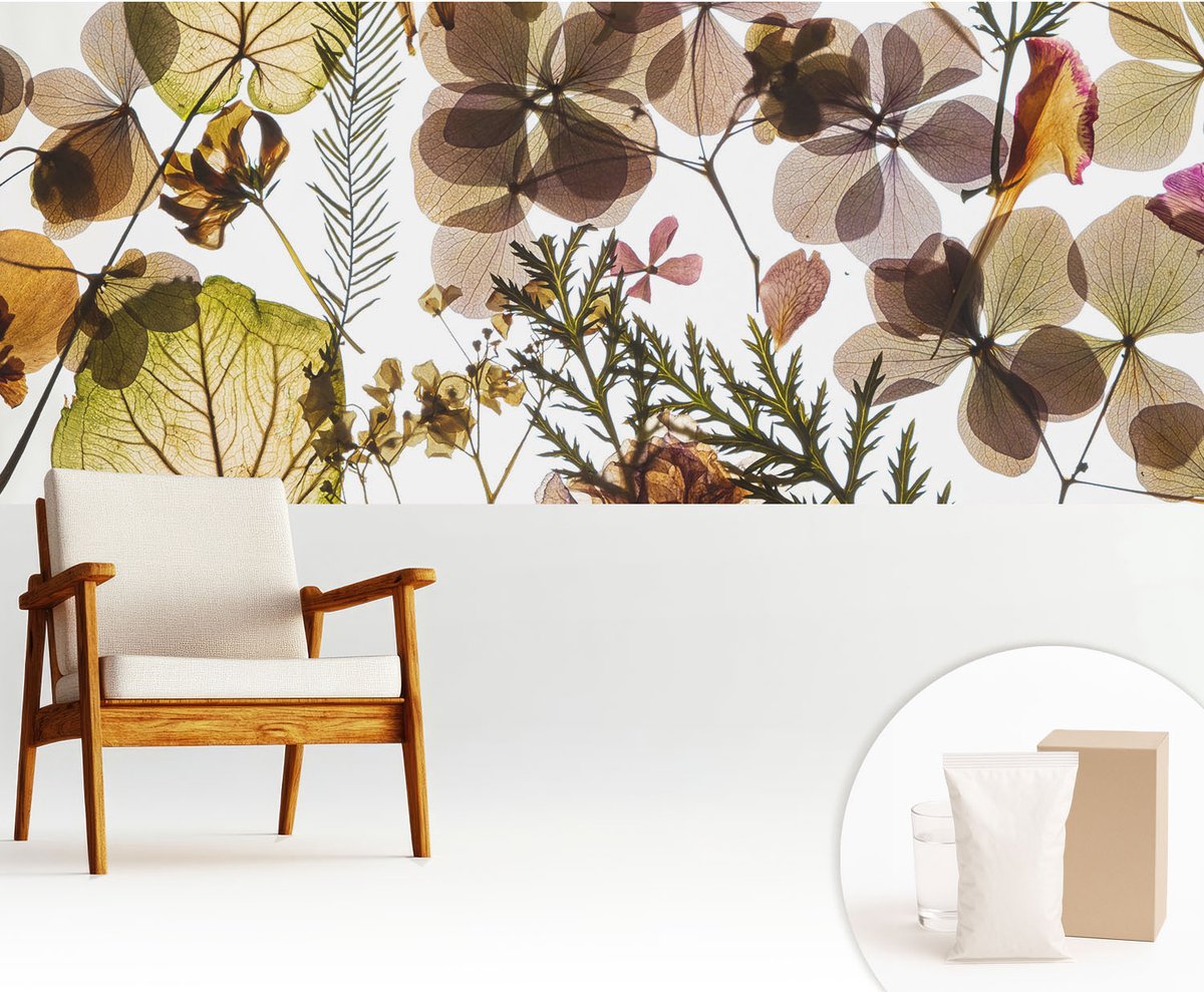 Wallfluent Fotobehang - Groente Vliesbehang - 250x104 cm - Natuurlijke Samenstelling Muurschildering - Slaapkamer behang Bloemen En Planten - Fotobehang Vlies - Gang behang