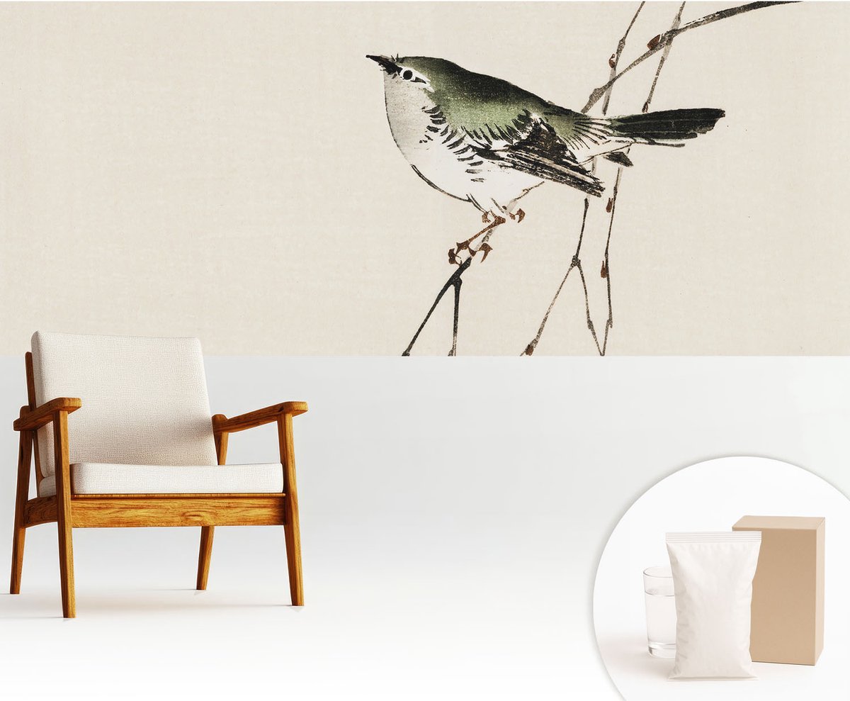 Wallfluent Fotobehang - Wit Vliesbehang - 250x104 cm - Harmonieuze Vogel Fotobehang Vlies - Woonkamer behang Dieren - Muurschildering - Hal behang