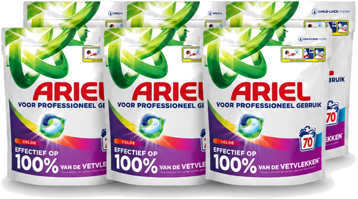 6 x Ariel – Wasmiddel Pods – All-in-1 Color – Kleurbehoud – 70 wasbeurten - Voordeelverpakking - 6 stuks
