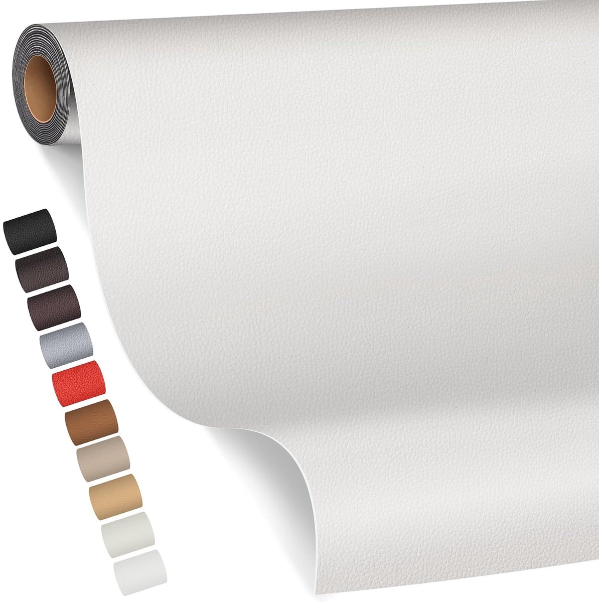 Reparatiestickers voor leer, zelfklevend, 100 x 200 cm, reparatiepleisters, kunstleer, voor banken, autostoelen, meubels, tassen, jassen (wit)
