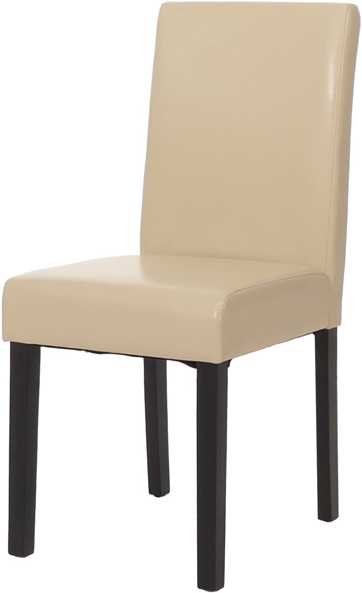 MCW Eetkamerstoel Littau, keukenstoel Stoel, kunstleer ~ crème, donkere poten