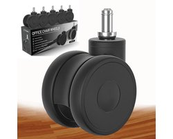 11 mm, wielen voor harde vloeren, 5-delige set, reservewielen, bureaustoelwielen, rubberen wielen, bureaustoel voor tapijt en parketvloeren en tegels, 75 mm tot 350 kg