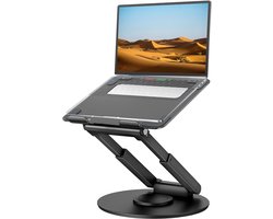 Tounee Telescopische laptopstandaard voor bureau met 360° draaibare basis, zit-to-staand, in hoogte verstelbaar, draagbare verhoghouder voor een goede houding, compatibel met alle laptops