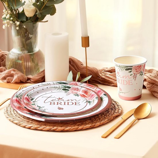 Bridal Shower & Bachelorette Papieren Borden, Servetten, Mokken, Wegwerpservies, Roségoud, Decoratie 100 Stuk — afbeelding 4