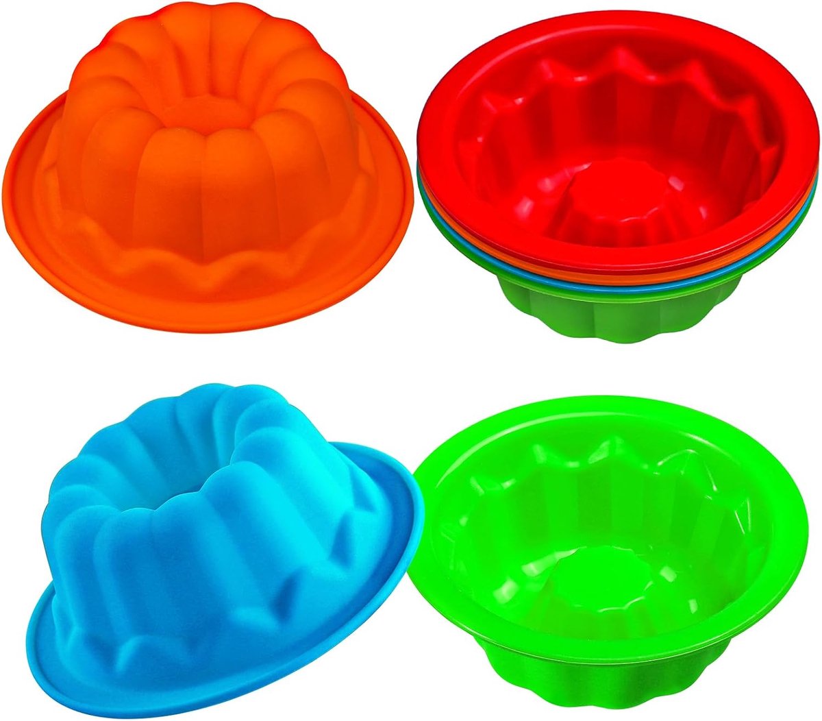 Mini tulbandvorm, siliconen bakvorm, 8 stuks, 10 cm, taartvorm, herbruikbaar, voor cake, gelei, donut