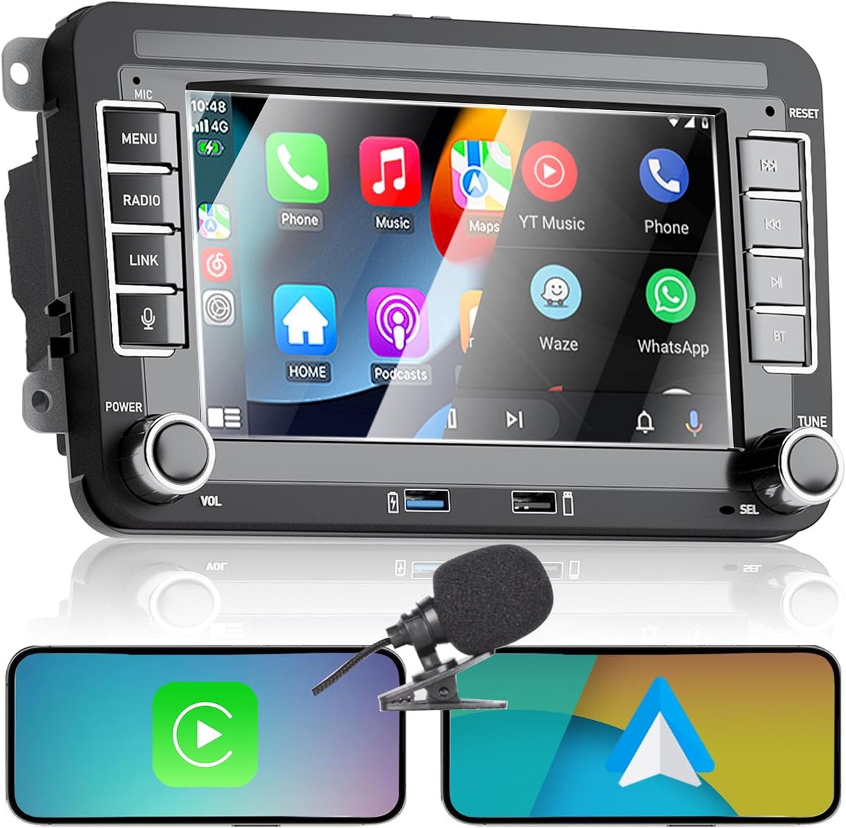 7 inch VW Radio, Autoradio voor Golf 5 6 Passat Jetta Caddy Polo cc Tiguan EOS Touran T5 Scirocco Draadloze Carplay & Android Auto met Touchscreen Radio/Bluetooth/FM/AM/USB/RDS/Mirror Link