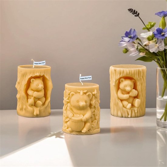 Siliconenvorm, dier, kaarsvorm, 3D-beer, kaarsvorm, gietvorm, siliconen, kaarsvormen om te gieten, beer, siliconen vormen voor zeep, gips, sojawas, kaarsen, epoxyhars handwerk — afbeelding 2