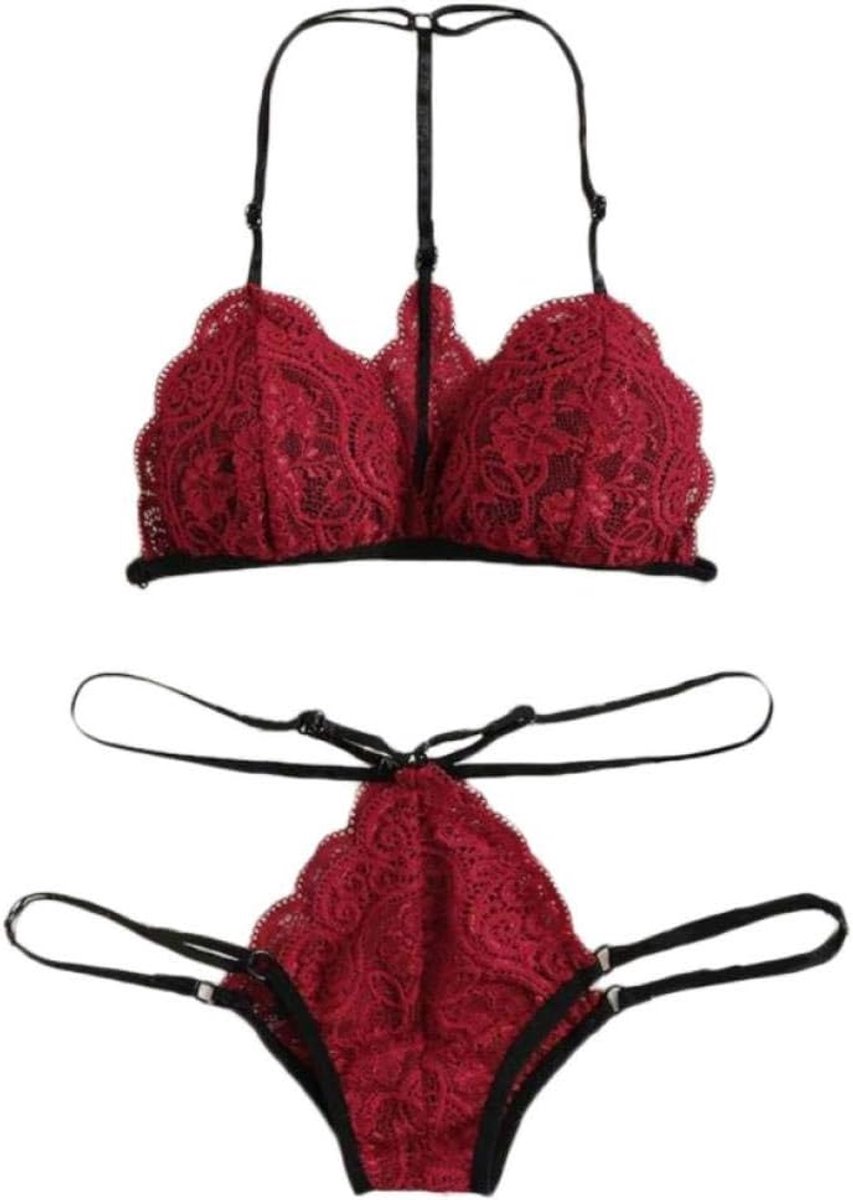 Sets met nachtmode & ochtendjas 2 ST Erotische Vrouwen Kostuums Kant Lingerie Bandage Porno Beha String Verleiding Ondergoed Sexy Dames Set