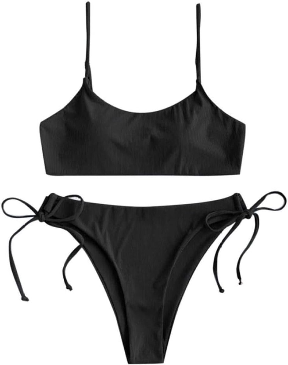 Dames Solid Sexy Bandage Vrouwen Zwempak Mode Badpak Tweedelige Badmode Badpak Vrouwelijke Plus Size Set -BK_M