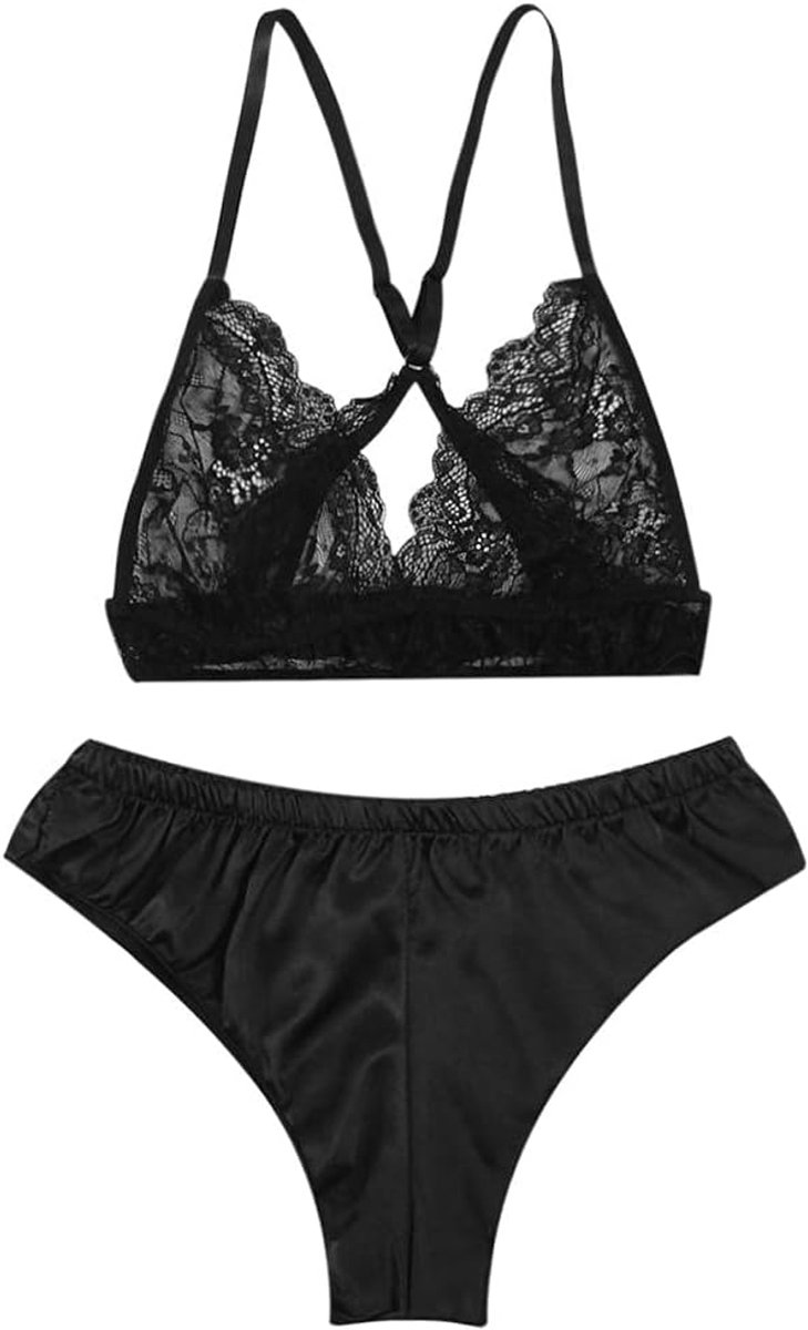 Dames Lingerie Perspectief Beha en Effen Kleur Hoge Taille Slips Bh Set