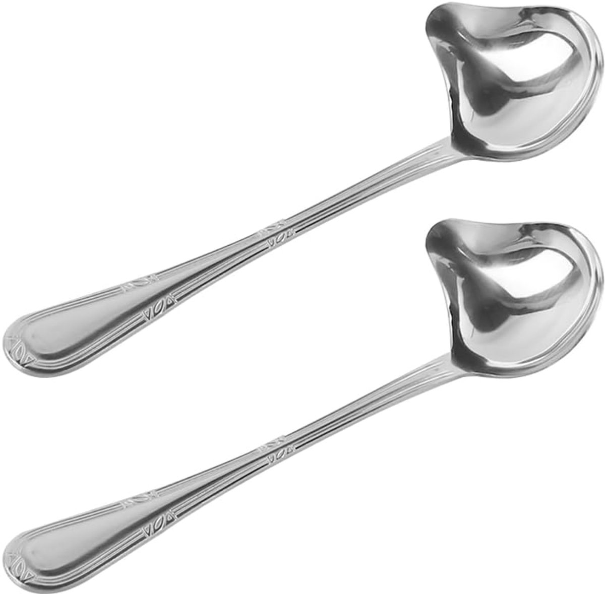 2 stuks sauslepel met schenktuit Zilveren sauslepels Roestvrijstalen druppellepel Lange kleine sauslepel voor soepen, dressings, jus, sauzen en meer