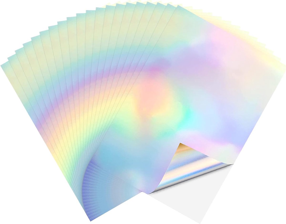 20 vellen A4 printer stickerpapier, holografisch papier, waterbestendige printbare labels, glanzend plakpapier, A4-vellen voor inkjet- en laserprinters