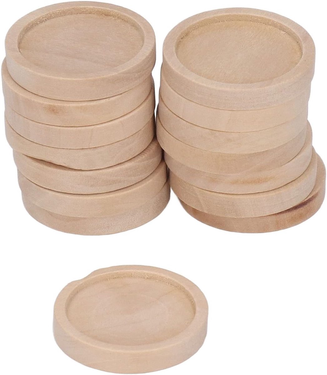 Schijven, 50 stuks natuurlijke lege houten schijven, 3 cm, onafgewerkte ronde houten cirkels, hangbakjes, houtsnippers voor doe-het-zelf projecten, bruiloften, festivals, achtergronddecoratie