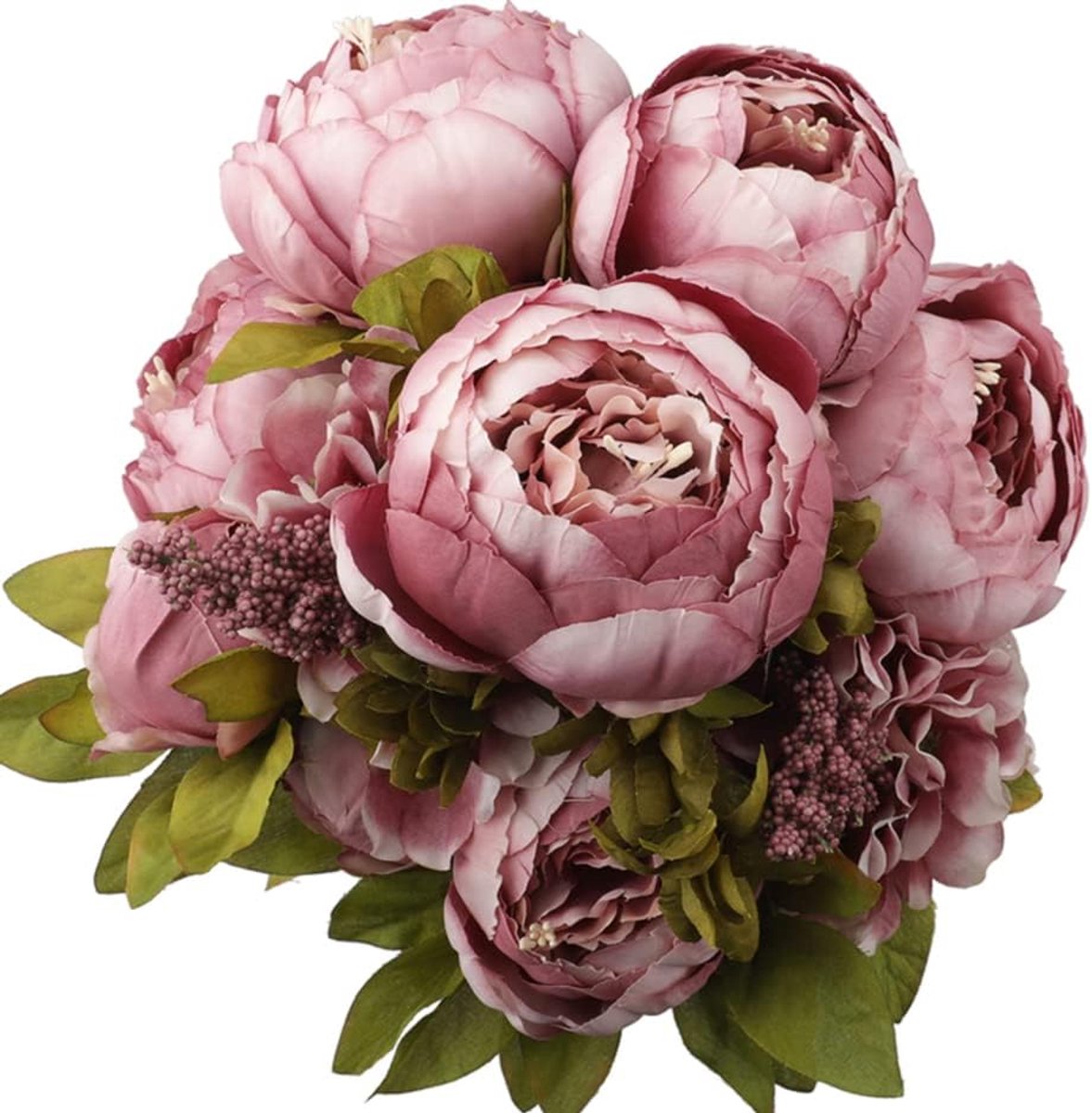 1 pak kunstboeket pioenrozen, 19 inch zijde grote pioenrozen bloemen met knoppen voor bruiloft familie vergaderkantoor decoratie, tafelstuk, bloemstuk