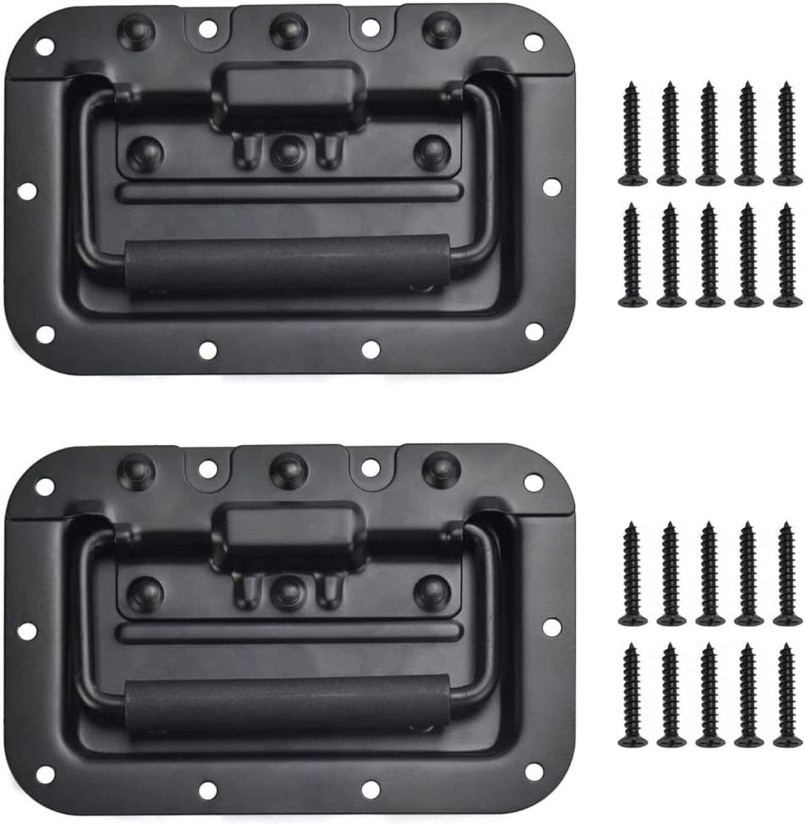 2 Stuks Kistgreep Inklapbaar, Klapgreep Airboxen, Geveerde Kistgreep, Flightcase Handgreep, voor gereedschapskist of opbergdoos, reserve koffergreep (zwart)