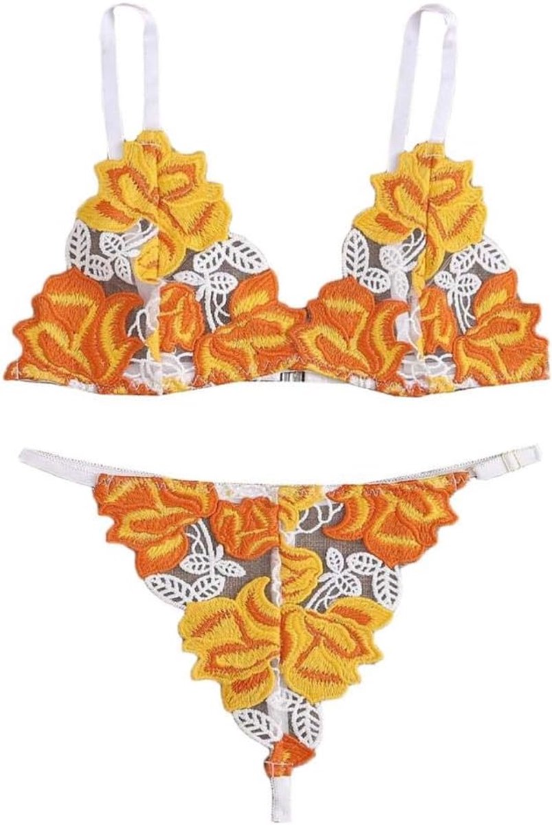 Vrouwen Sexy Ondergoed Borduren Erotische Lingerie V-hals Draadloze Beha String Nachtkleding Hol Kostuum