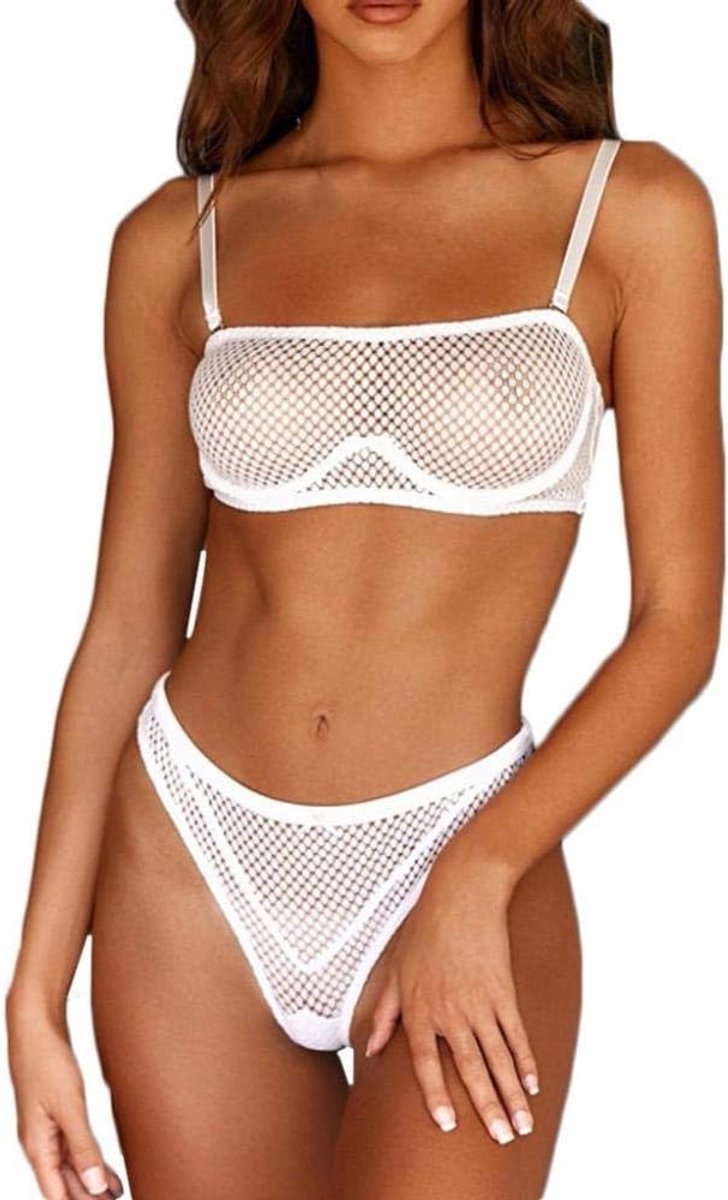 Dameskostuums Sexy Ondergoed Vrouwen Bh Set Sexy Lingerie Ondergoed Set-White_S
