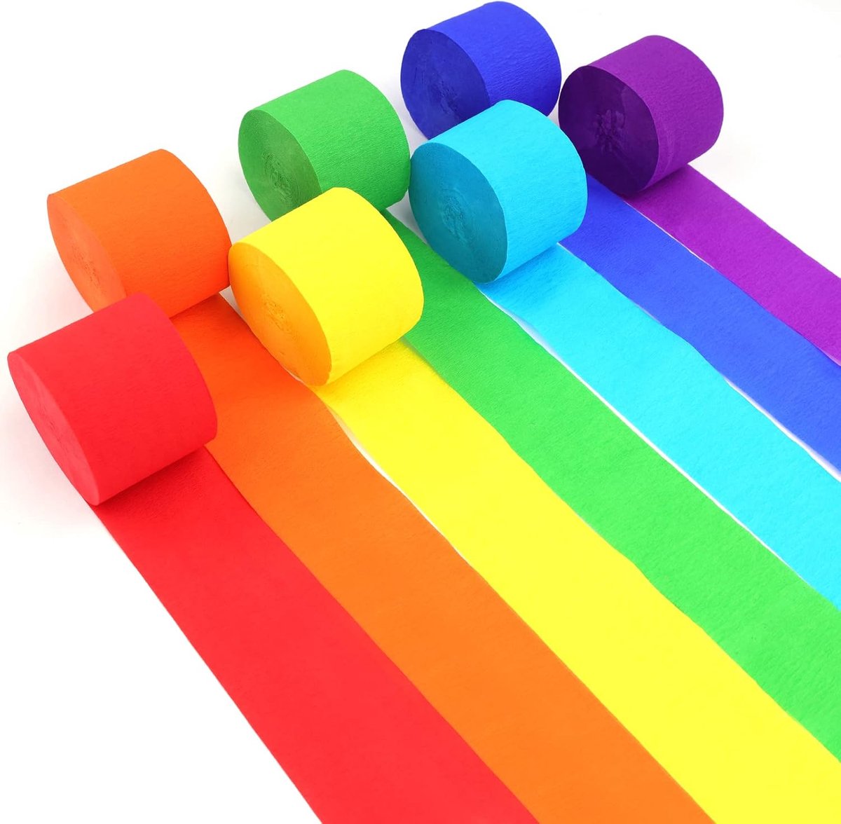Crêpepapier, kleurrijk, set van 7 regenboog-crêpepapier, band 4,5 cm x 25 m, party, crêpebanden, doe-het-zelf papier, streamer voor bruiloft, feest, decoratie