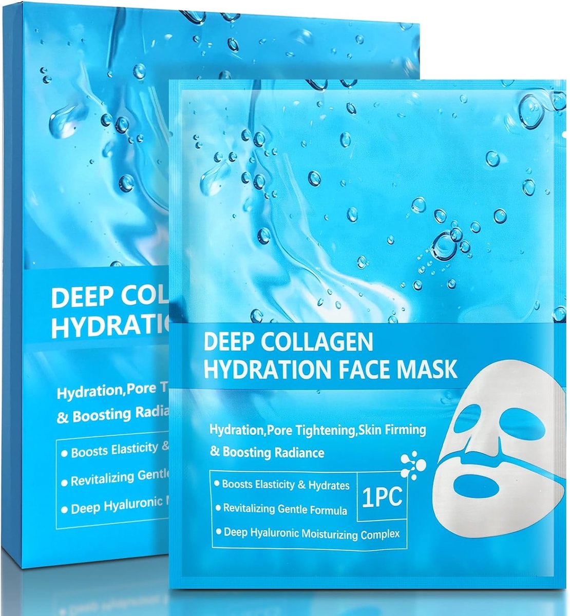 Collageenmasker, 4 stuks, overnight hydrogelmasker, kalmerend, hydraterend, voedzaam collageenmasker gezicht voor vrouwen, verbetering van de elasticiteit van de huid, biologisch collageen