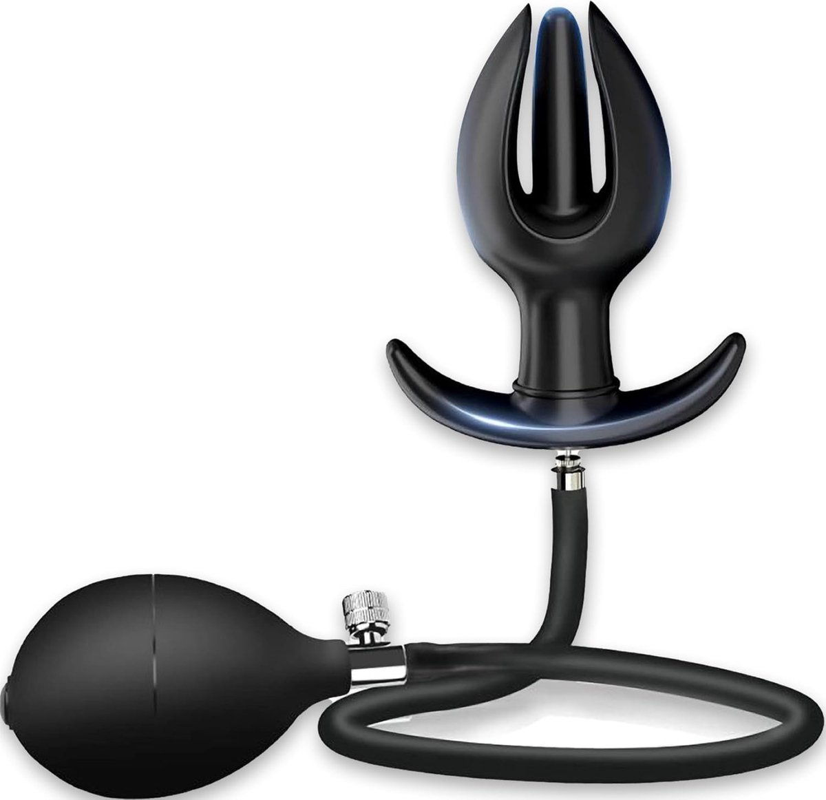 Anale plug opblaasbaar ⌀4,5-15cm Zwart siliconen Anale plug Anale pomp Inflatable plug Buttplug dildo Anale dilatator voor mannen Anale plugs Butt Opblaasbare dildo pomp Analtoy FOPS D22-11