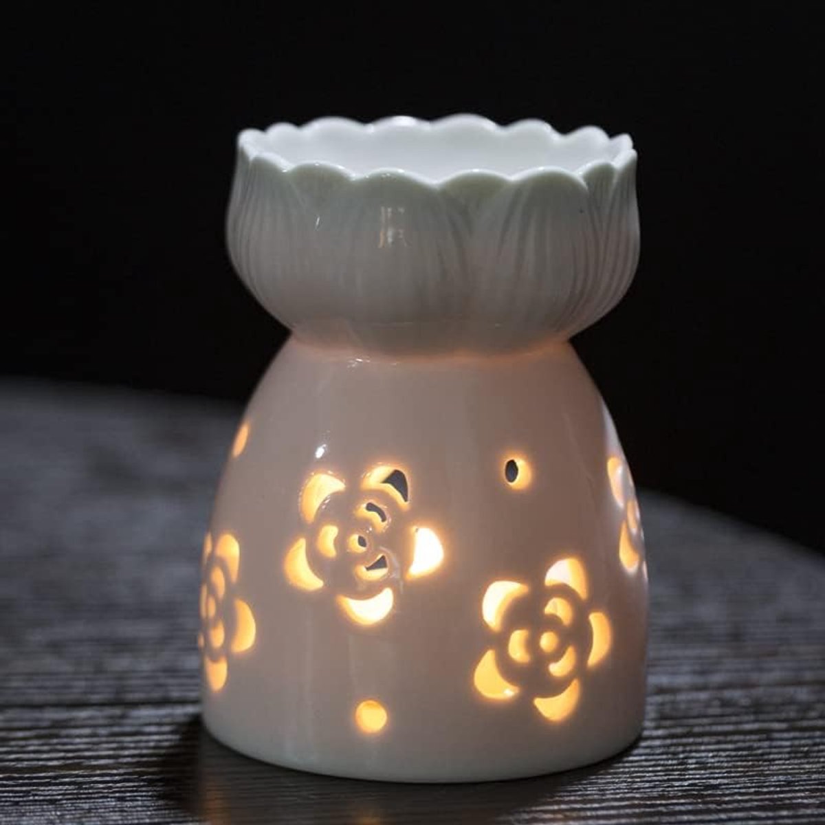 Geurlamp Theelicht, Mini-theelichthouder Oliebrander, Aromaverstuiver met Theelicht Lepel voor Wellness, Ontspanning, SPA, Verschillende Geurolie Geschikt(Lotusbloem)