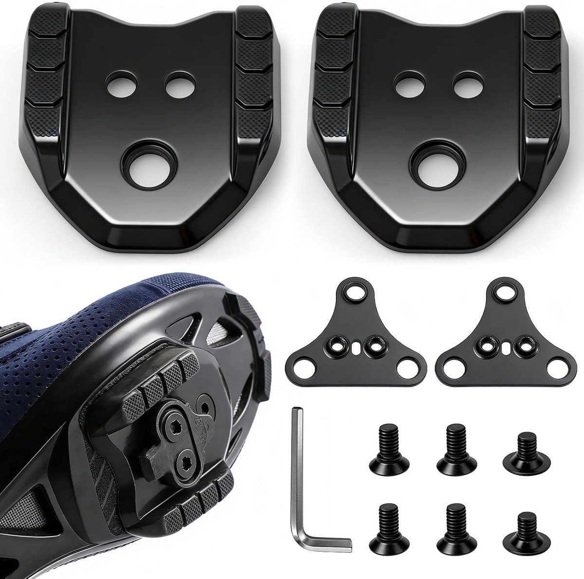 3-gaats naar 2-gaats - compatibel met Shimano SPD-SM-SH41 Cleats, voor racefiets- en MTB-schoenen met 3-gaats opname