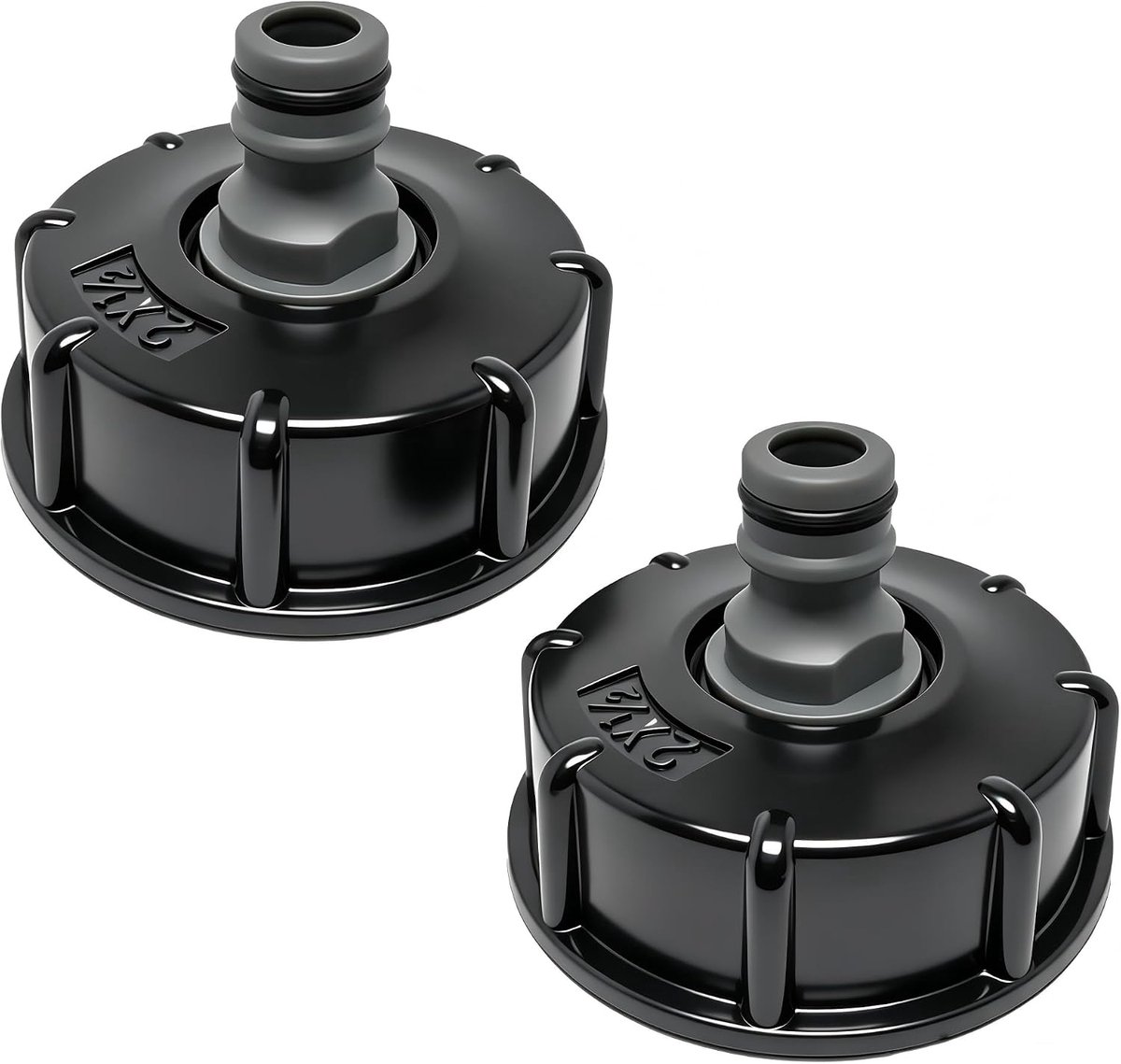 2 stuks IBC-tankadapter met binnendraad, fopspeenventiel – geschikt voor S60 x 6 1/2 inch tankdeksel (gatdeksel) als tankaansluiting regenwatertank en voor het aanbrengen van tuinslangen