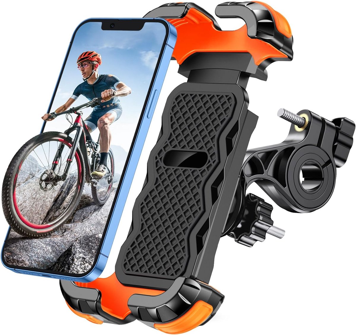 Fietstelefoonhouder, [Secure Lock] 8S Quick Install Anti-val Motorbike Telefoonhouder, 360° draaibare fiets telefoonhouder voor 4,7"-6,8" mobiele telefoons, fietsstandaard past op
