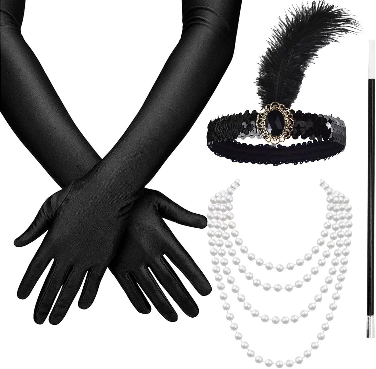 Gruppe Timo Klingler 5-in-1-20 en 1920-accessoires voor heren voor carnaval en carnaval - verkleden zoals Gatsby, Charleston - kostuum & carnavalskostuums