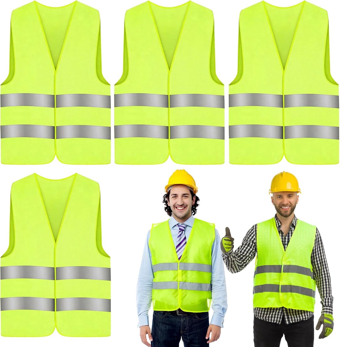 4 stuks reflecterende autovesten, 360° veiligheidsvest, reflecterend autovest, reflecterend vest voor volwassenen voor pechhulp, bestuurders en werknemers, universele maat
